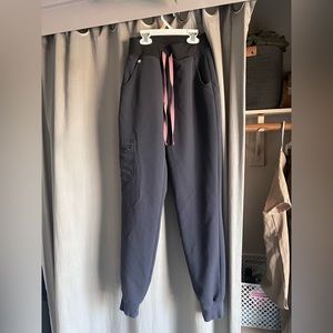 Women's Gray Joggers with Pink Drawstring